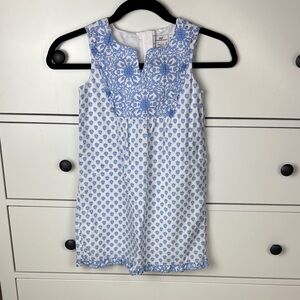Vineyard Vines Girls 100% Cotton Floral Blue and White Dress - S